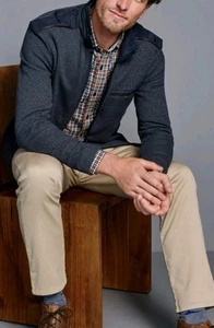 Giacca uomo Jonathan Murphy in maglia blu melange con zip intera! Taglia L - Foto 1 di 6