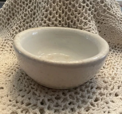 Old Vintage Small Bowl WHITE Thick Chunky IRONSTONE Stained Crazed AWESOME 5” - Image 1 of 4