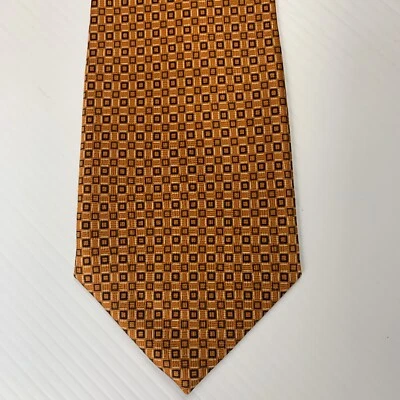 BILL BLASS NEO Silk Necktie Mens Size 4" x 58" Orange Black Geometric Tie Church Foto 1 de 4
