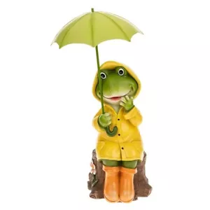 Large Puddle Frog Girl Sitting with Umbrella Decorative Quirky Figurine Gift - Picture 1 of 1