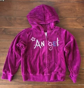 Gymboree Winter Princess ANGEL Burgundy velour hoodie 7 EUC Sweatshirt - Picture 1 of 1