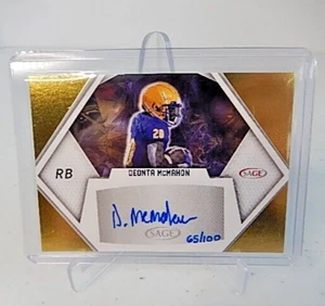 🔥2023 Sage FB DEONTA McMAHON GOLD Par AUTO 65/100🔥McNeese State & Argonauts - Picture 1 of 2