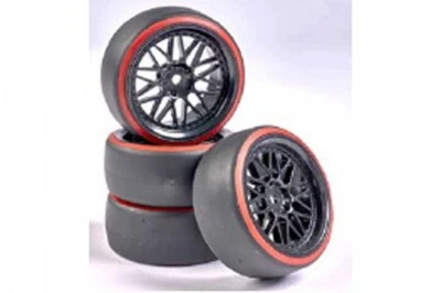 CARSON 1:10 Wheel Set Drift (4) black/red TAMC900157 - Image 1 of 2