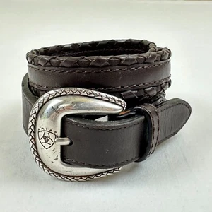 Ariat men Leather Belt Silver Buckle 28 70 Western Roper limited edition brown - Picture 1 of 11