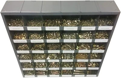 M&M FASTENERS 2,510 pcs Grade 8 Coarse Thread Nut Bolt Washer Assortment Kit with Bolt Bin