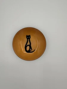 MCM Black Cat Enamel On Copper Trinket Dish Boho, Handcrafted By Bovano Cheshire - Picture 1 of 7