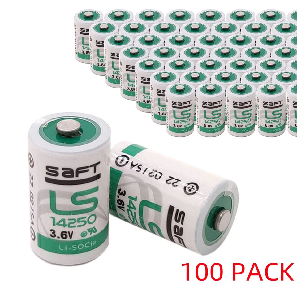 100 x Brand New Genuine SAFT LS14250 LS 14250 1/2AA 3.6v Lithium Batteries - Image 1 of 1