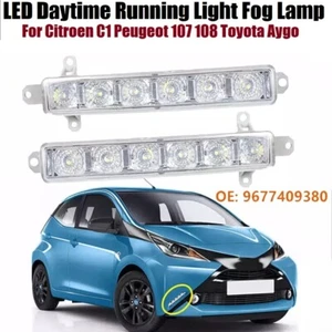 Pair LED Daytime Running Light For Citroën C1 Peugeot 107 108 308 Toyota Aygo UK - Picture 1 of 24