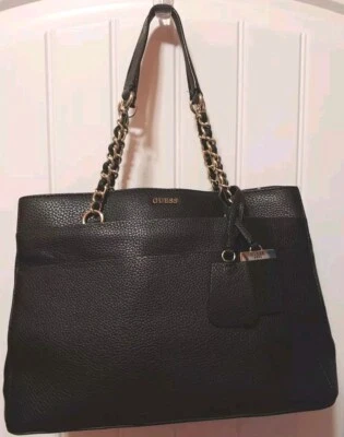 GUESS  Katiana Chain Strap Girlfriend Shoulder Bag black triple compartment - Image 1 of 4