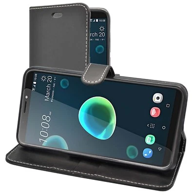 For HTC Desire 12 Plus Case Wallet Flip PU Leather Kickstand Card Holder Cover - Image 1 of 4