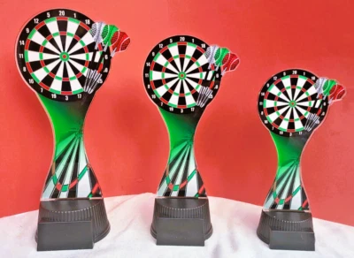 FDPOKALE 3er Serie Pokale Darts Steel Dart Acryl Pokal inkl.Gravur ACUT Green Blue Gold