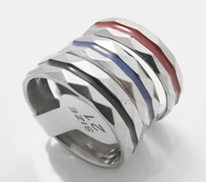 Venta al por mayor 36 piezas 6mm Lados Multifacéticos Rojo Azul Negro Mezcla Anillos Acero Inoxidable - Imagen 1 de 6