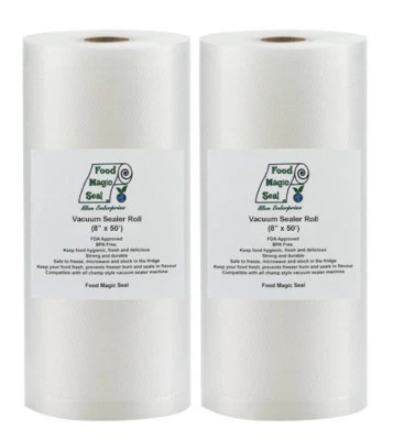 Vacuum Sealer Bags 2-8x 50 Rolls Food Magic Seal Storage Food. Great Food Saver