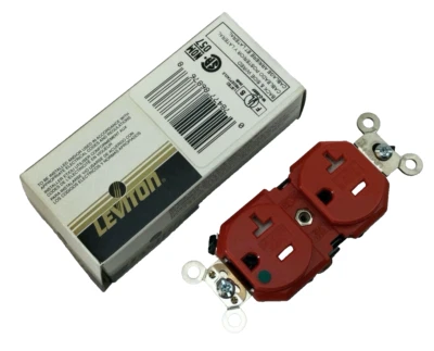 Nuevo Receptáculo de Hoja Recta Leviton 5362-SGR Auto-Tierra Rojo Nylon  Foto 1 de 4