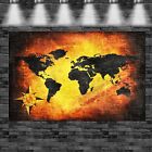 XXL Weltkarte Feuer Effekt 160cmx105cm auf Leinwand Keilrahmen Loft Bild Erde