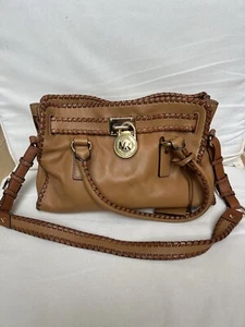 VTG Michael Kors Brown Hamilton Whipstitch Tote w/MK Pad Lock Y2K - Picture 1 of 8