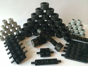 ☀️NEW LEGO Lot Car Parts Wheels Tires Axles Rims Bricks 80 Pieces Sport Race Car - Picture 1 of 2