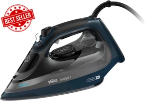 Braun TexStyle 9 Steam Iron 3200W Anti-Drip Ceramic Plate SI9684DB Blue - Picture 1 of 12
