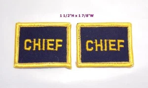 Rank of CHIEF Gold/Navy Blue 1 1/2" Uniform Sleeve Patches Military/Police - Picture 1 of 2