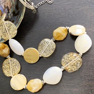 Polished Stone-Look Beaded Necklace 45cm EUC - Picture 1 of 4