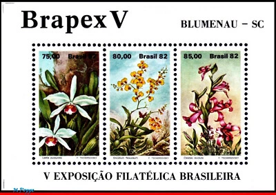 1792 BRASIL 1982 EXPOSICIÓN DE SELLOS BRAPEX, ORQUÍDEAS, FLORES FLORA, RHM B-51 MNH  Foto 1 de 2