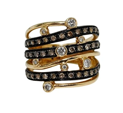 Anillo Le Vian Oro Amarillo 14k 0.90 CTW Diamante Onda con Rodio Negro Talla 7.75! Foto 1 de 4