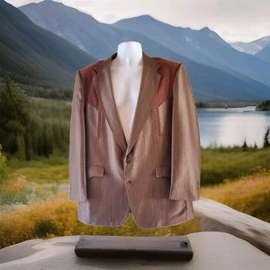 Circle S Blazer Herren 44R Western Anzug Jacke Rockabilly Ranchwear USA Wildlederbesatz - Bild 1 von 7