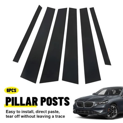 For 1997-2003 BMW 540i 528i 530i 525i Gloss Black Pillar Posts Door Trim Covers - Image 1 of 4