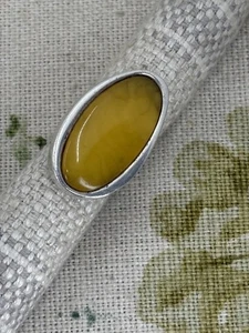 Anello VINTAGE MODERNISTA in argento sterling 925 e AMBRA misura N - Foto 1 di 16