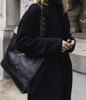 Authentic CHANEL Jumbo XL Shopping Tote Timeless Classic CC Black Lambskin - Image 1 of 4