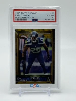 2015 Topps Chrome Earl Thomas Gold Refractor #35/50 - PSA 10 - POP 2 - SEAHAWKS Foto 1 de 2