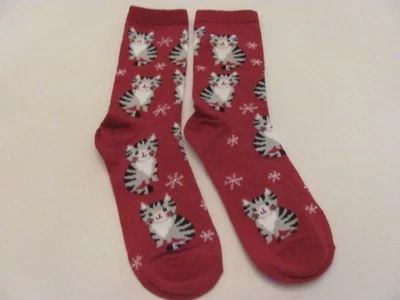 ZAPATO NUEVO SIN ETIQUETAS TALLA 4-10 MUJER GRANATE CON GRIS CON RAYAS NEGRAS GATO CREW CALCETINES Foto 1 de 2