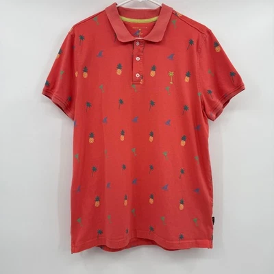 Camisa Polo Margaritaville Hombre Grande Rosa Coral Tropical Manga Corta Tejida Foto 1 de 4