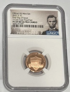 2021 S Lincoln Cent From 7-Coin Clad Set NGC PF69 RD UC Portrait 1st Day - Picture 1 of 4