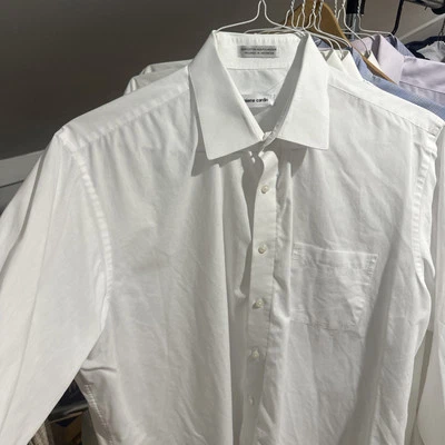 Pierre Cardin Mens XL 17-17 1/2 32/33 Shirt White Button Front Long Sleeve  - Image 1 of 4