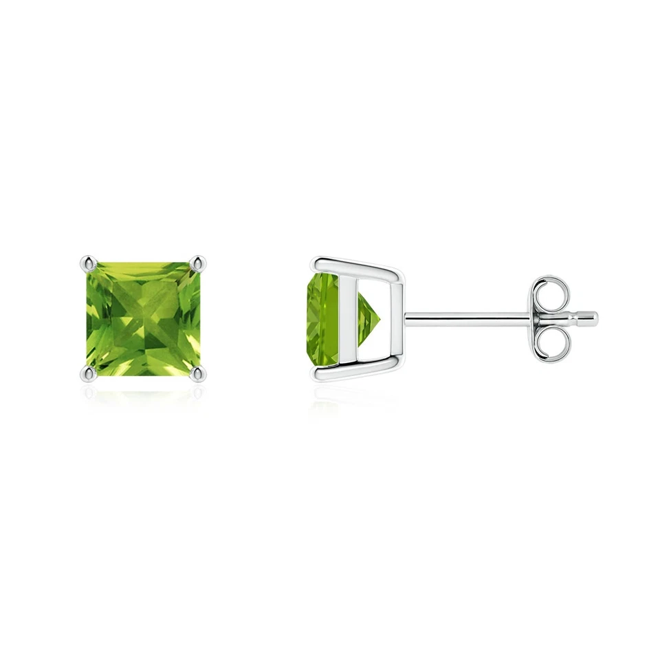 Aretes finos de peridoto natural ANGARA en plata de ley 925 (tamaño-6 mm) Foto 1 de 1