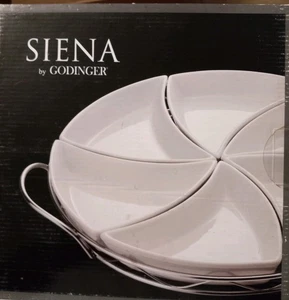SIENA by GODINGER Porcelain 7 Piece Relish Server with Chrome Rack - Picture 1 of 2