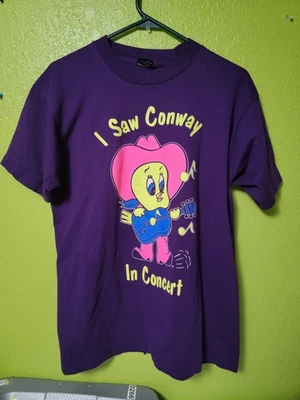 Vintage 80s I Saw Conway Twitty In Concert T-Shirt VTG Tee Tweety Bird Country - Image 1 of 4