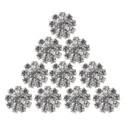 10pcs Rhinestone Flower Shank Buttons Sewing Flatback 16mm - Image 1 of 4