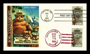DR JIM STAMPS US COVER SMOKEY BEAR PREVENT FOREST FIRES FDC DUAL HAND CANCEL - Picture 1 of 2
