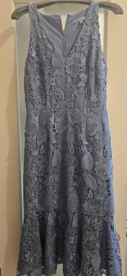 Antonio Melani Blue Lace & Cut-work Embroidery Midi Mermaid Dress New w/Tag, S.4 - Image 1 of 4