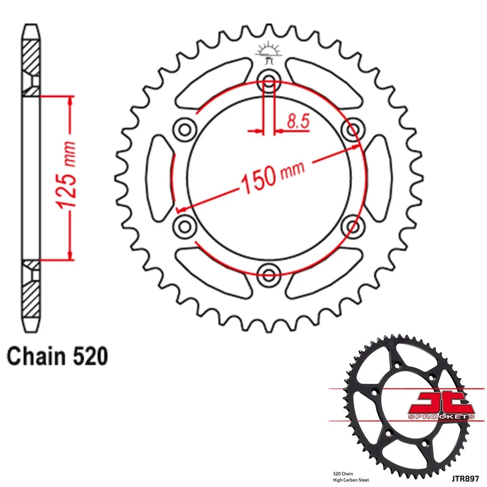 JT Sprockets Steel Rear Sprocket 520 Pitch 50 Tooth Husaberg FS650C (2005-2008) - Image 1 of 2