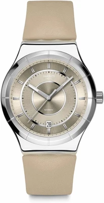 Часы унисекс Swatch Irony Sistem51 повседневные пластиковые бежевые автоматические водонепроницаемые как новые на картонке - Изображение 1 из 4