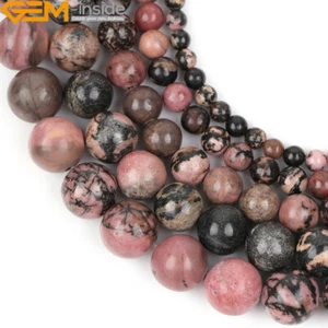 Natural Gemstone Rhodonite Stone Loose Beads For Jewelry Making 15" Wholesale - Picture 1 of 43