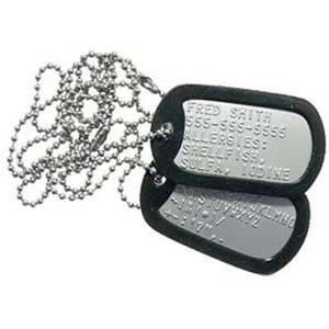 Stamped Military Issue Dog Tag Set W/Silencers - Picture 1 of 2