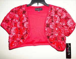 DISORDERLY KIDS Girls Red Soutache/Sequin Floral Shrug Jacket Size 16 NWT - Picture 1 of 6