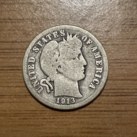 1913 Philadelphia P Barber Dime Good Free Shipping 831 Cover