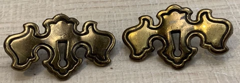 2 BRASS BACKPLATES HARDWARE Drawer Pulls Vintage Furniture Cabinet Handle CANADA Cover