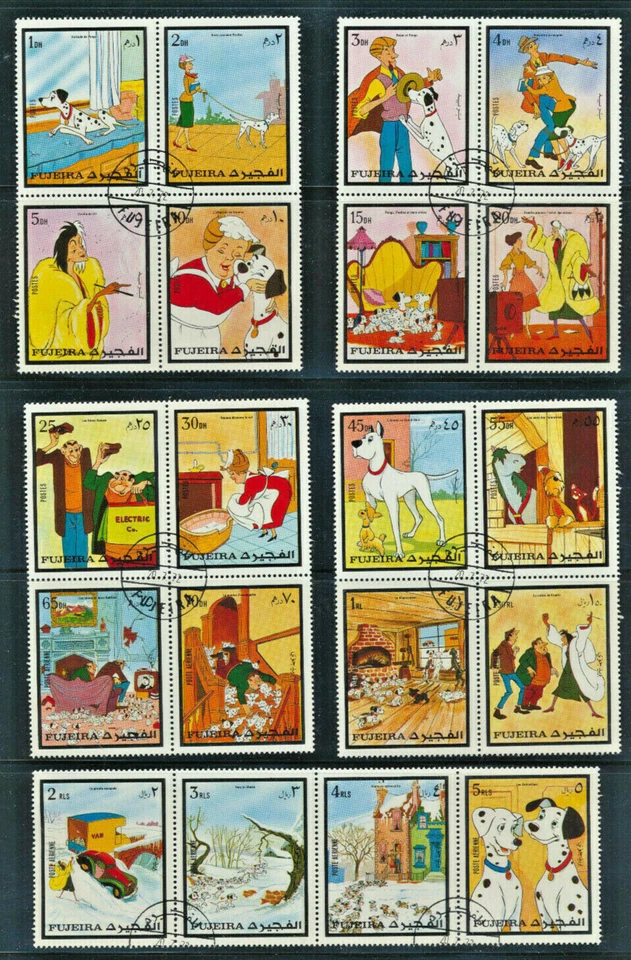 101 estampillas Dalmations Walt Disney PERRO 20 diferentes de Fujeira (CTO) ligeramente canceladas Foto 1 de 1