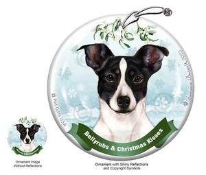 Adorno de peñas y besos - Rat Terrier blanco y negro con punta - Imagen 1 de 1